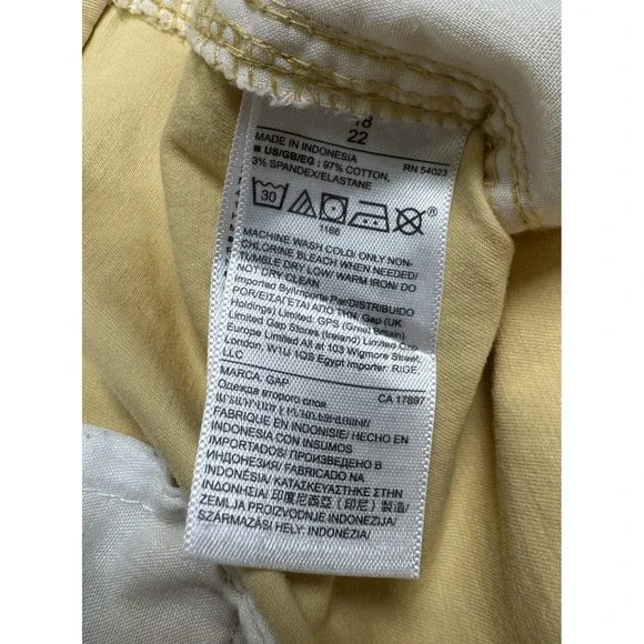 Gap Girlfriend Khaki Straight Fit Solid Yellow Casual Womens 18 Measures 38x27 - Picture 5 of 8